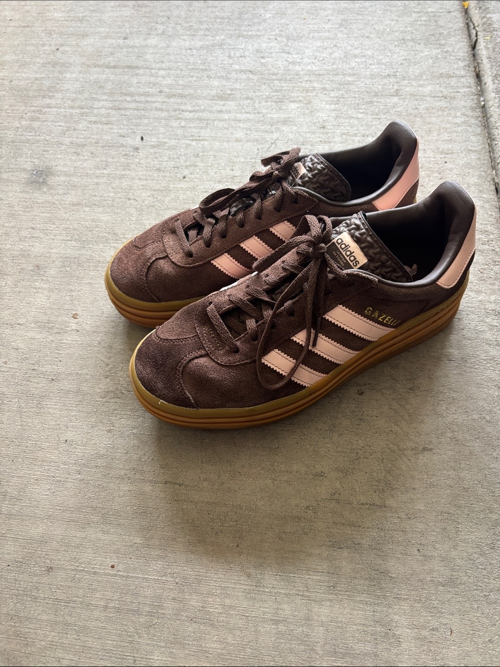 adidas Men’s Brown Suede Sneakers with Pink Stripes